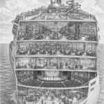 Illustration of the public spaces and atrium aboard Norwegian Epic