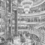 Illustration of the glass-elevator Galleria atrium aboard MSC World Europa
