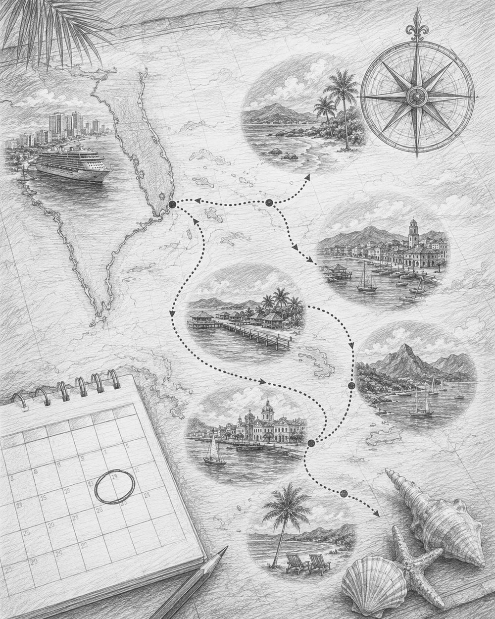 Illustration representing the MSC Experiences tiers aboard MSC World Asia