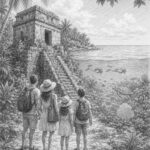 Illustration of a Cozumel reef and beach club on a Carnival Celebration cruise