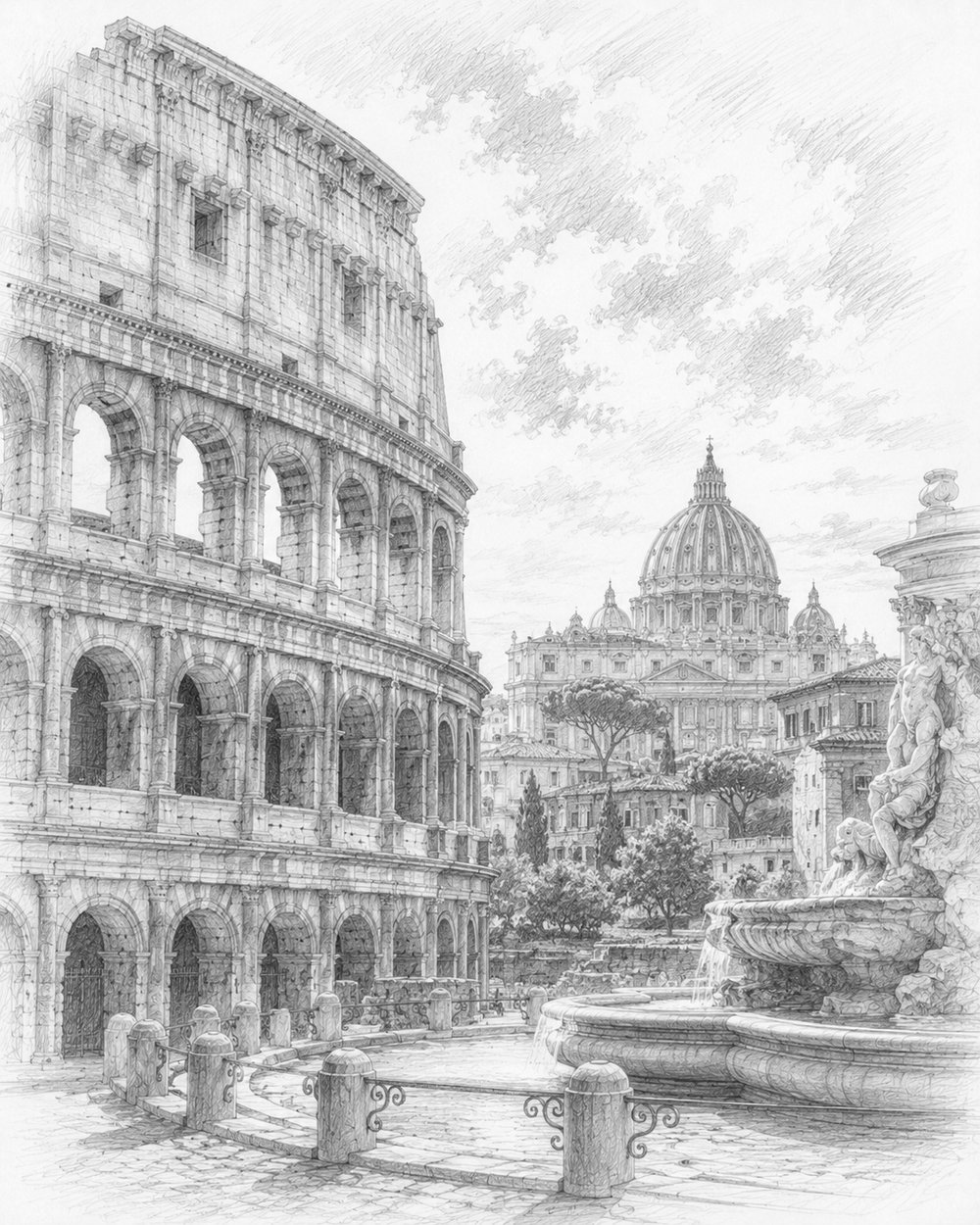 Illustration of Rome seen on a cruise port day