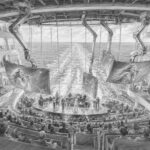 Illustration of the North Star capsule rising above Ovation of the Seas in Alaska