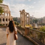 Traveler exploring ancient Rome and the Colosseum