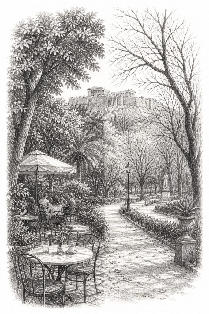 Athens travel planning illustration