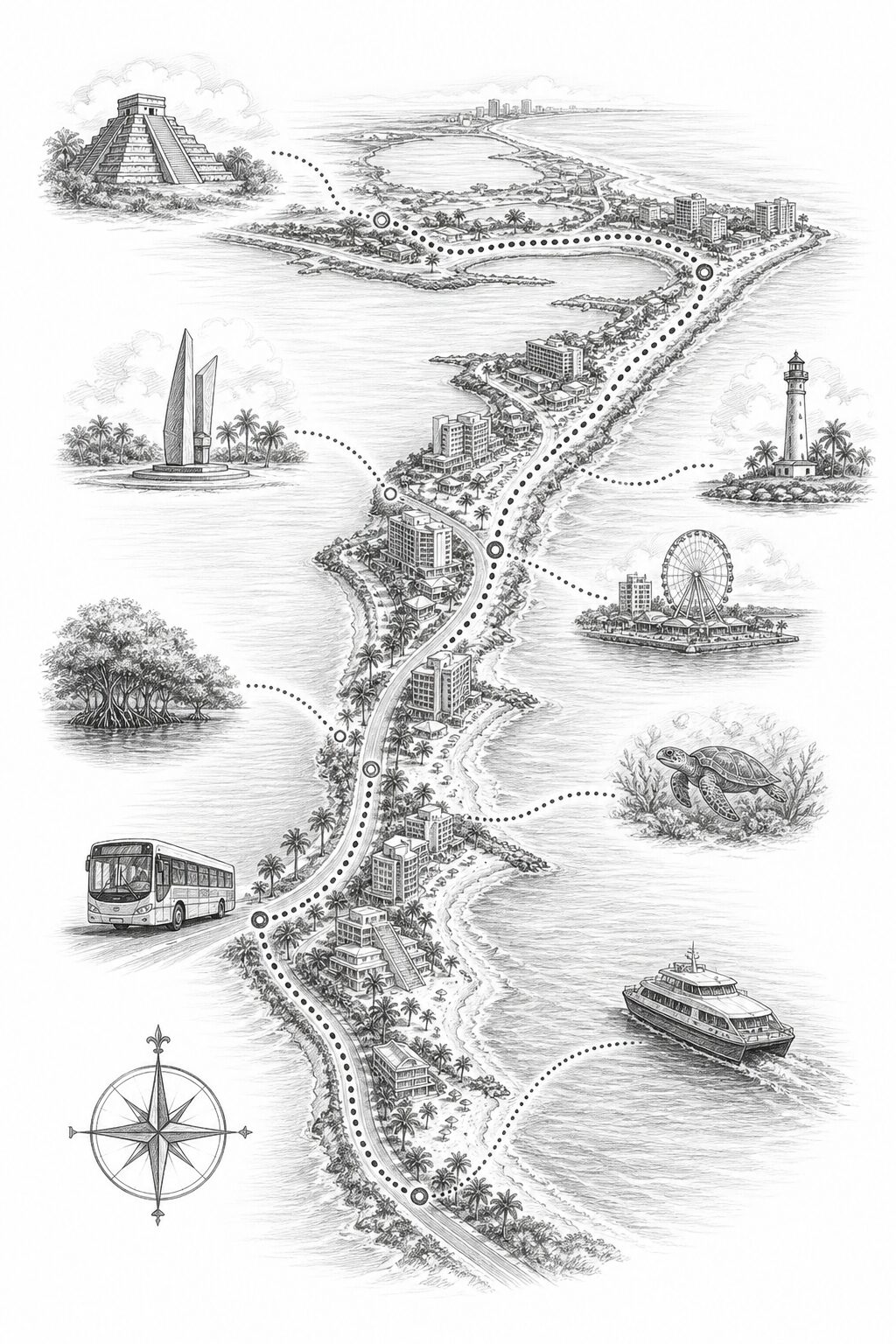 Cancun travel planning illustration