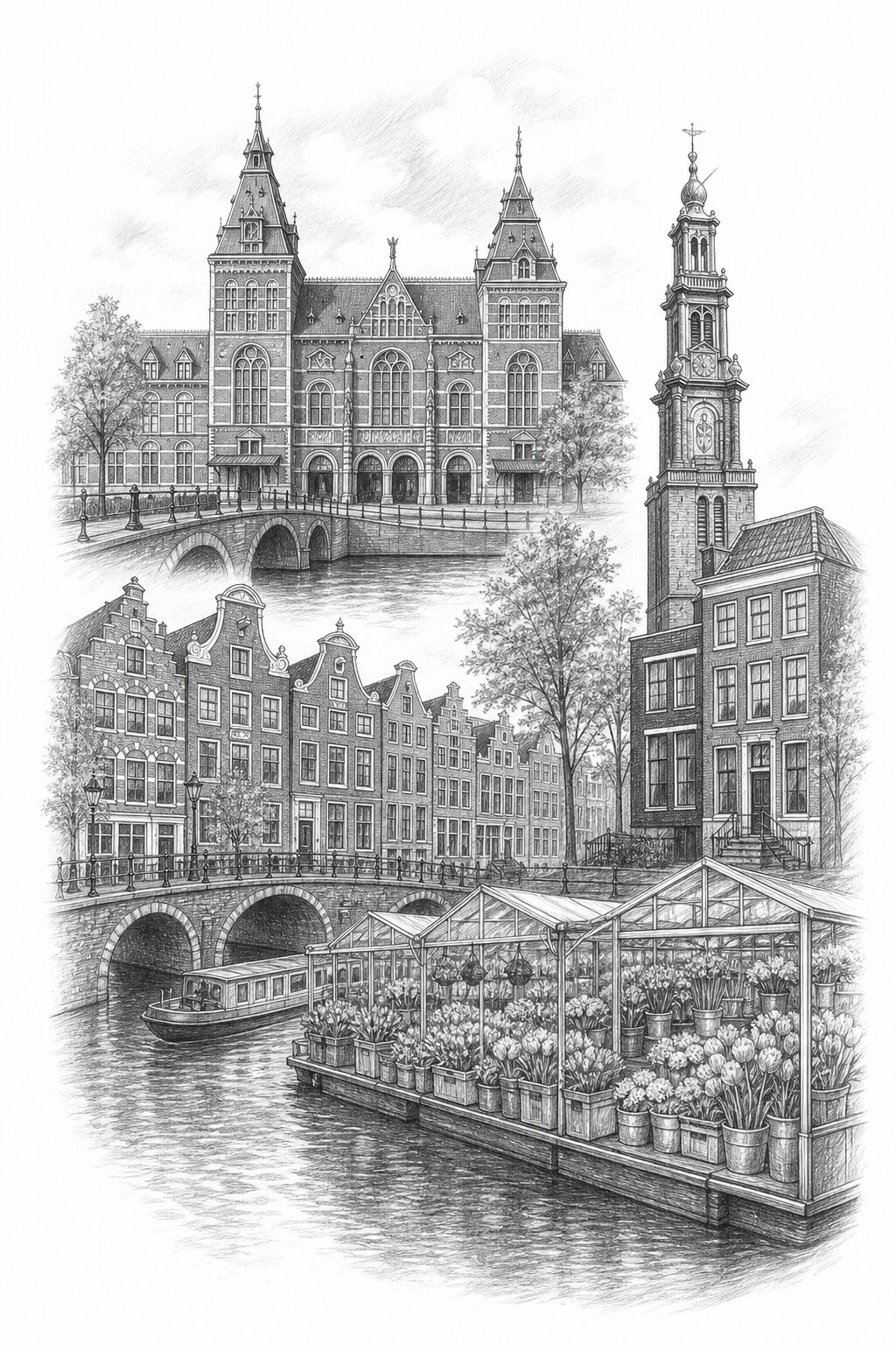Amsterdam travel planning illustration